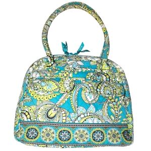 Vera Bradley Teal Peacock Paisley Quilted Bowler Bag with Coin Purse